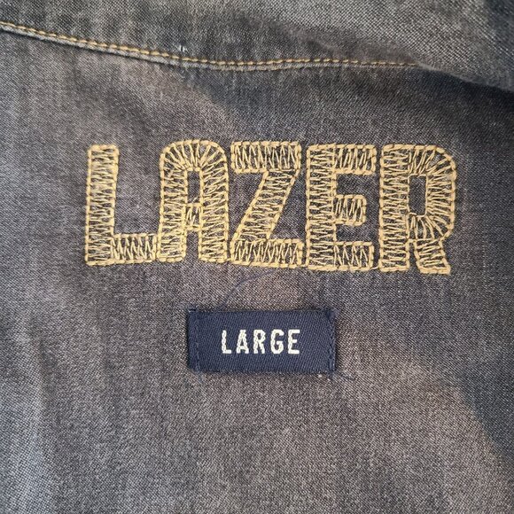 Lazer Charcoal Chambray Lightweight Denim Shirt NEW Mens Lg Western Streetwear - Picture 4 of 8